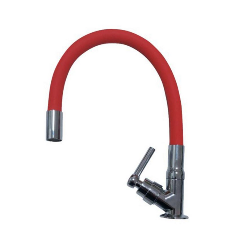 Torneira de Mesa Com Bica Flexível Gourmet Vermelha - Sorte Metais