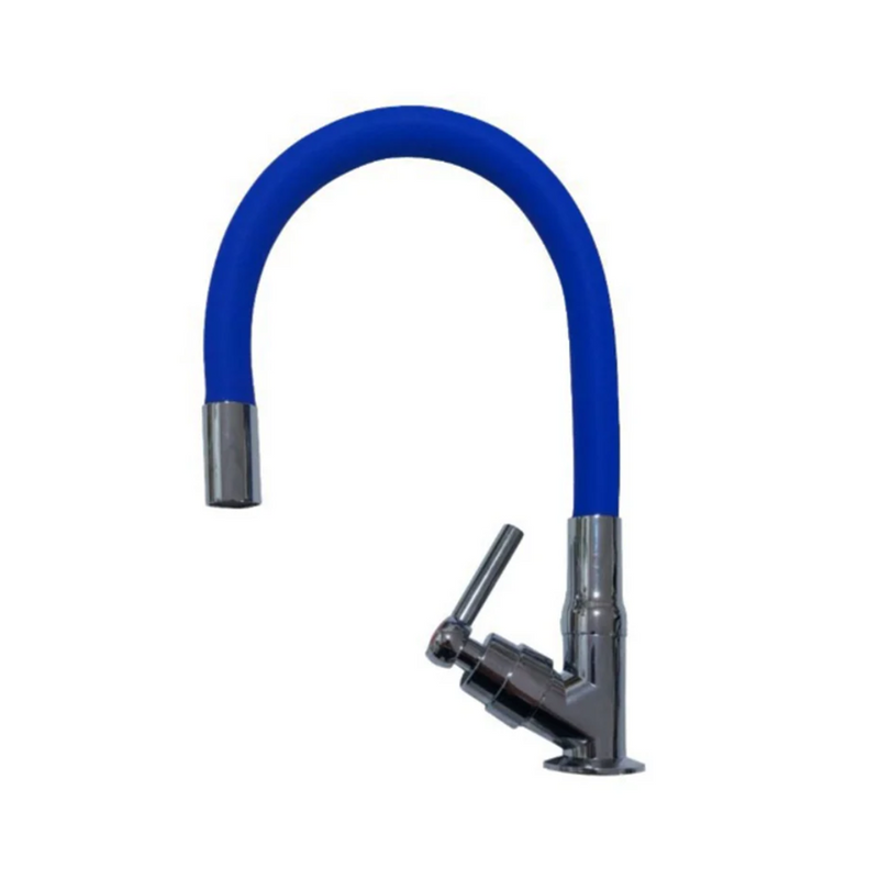 Torneira para Cozinha de Mesa Bica Flexível Gourmet Azul - Sorte Metais