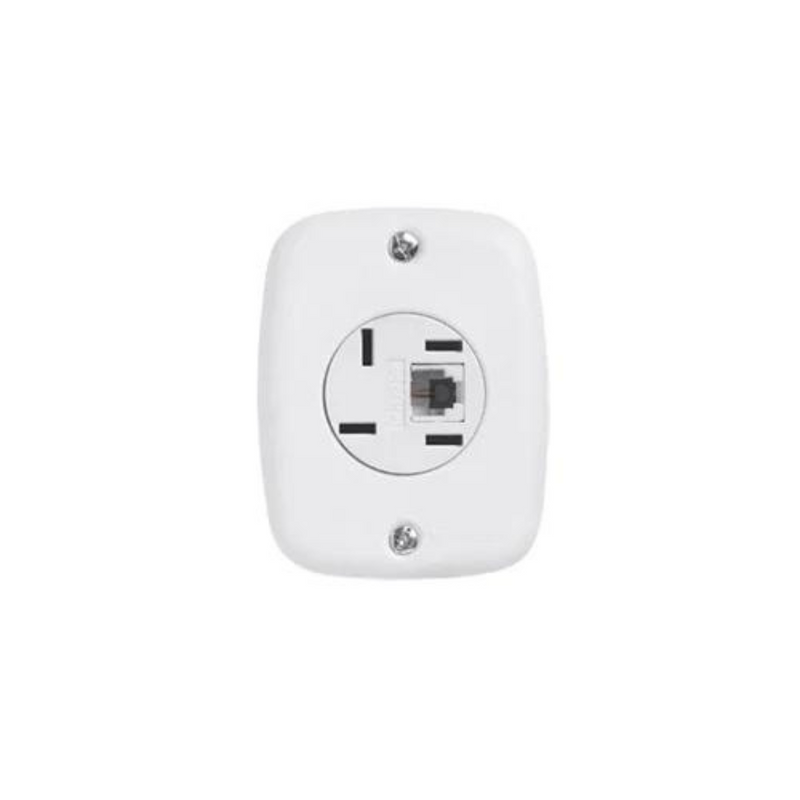 Tomada Modular 2 Vias RJ11 SobrePlus Branca - Pluzie