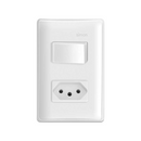 Interruptor e Tomada 2 Pinos + Terra 10A 250V S35 Branco - Simon