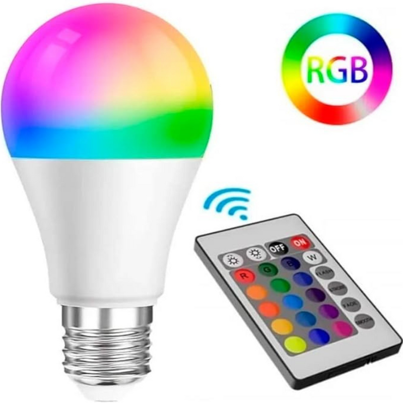 Lâmpada Bulbo RGB 7W Com Controle - AAATOP